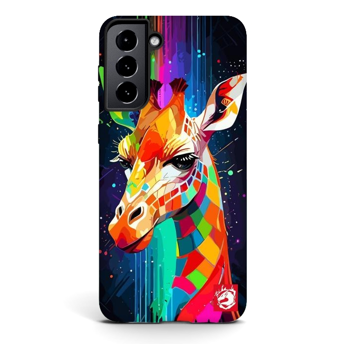 Galaxy S21 StrongFit Neon Multicolors Giraffe by LM2Kone