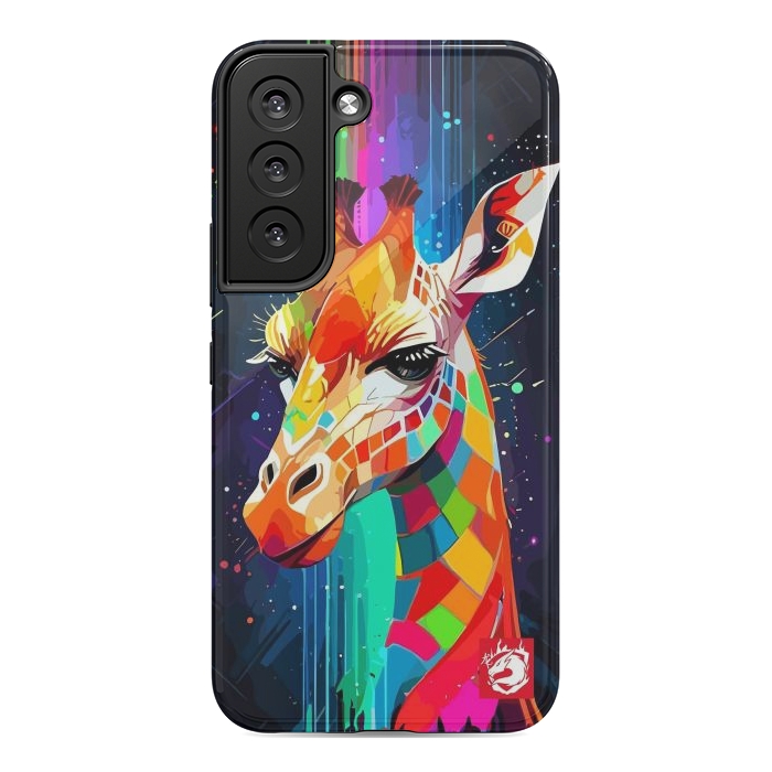 Galaxy S22 StrongFit Neon Multicolors Giraffe by LM2Kone