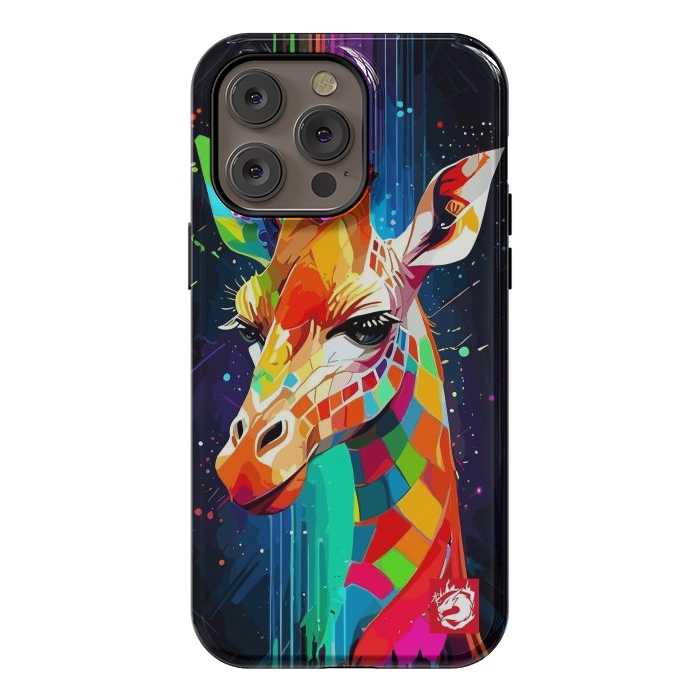 iPhone 14 Pro max StrongFit Neon Multicolors Giraffe by LM2Kone