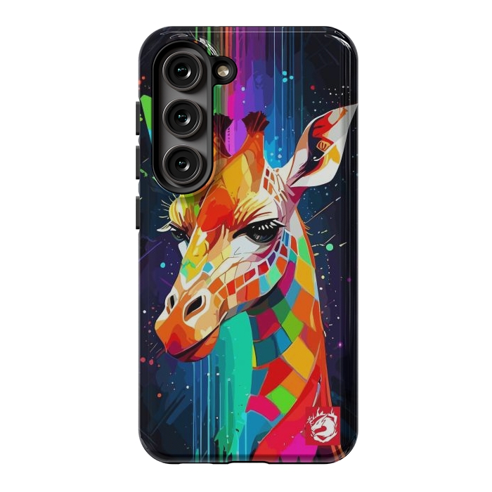 Galaxy S23 StrongFit Neon Multicolors Giraffe by LM2Kone