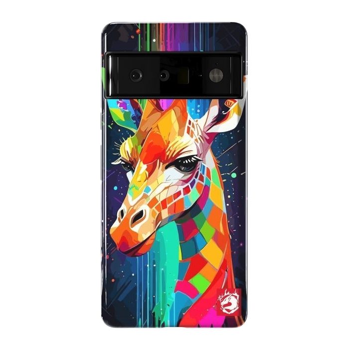 Pixel 6 Pro StrongFit Neon Multicolors Giraffe by LM2Kone