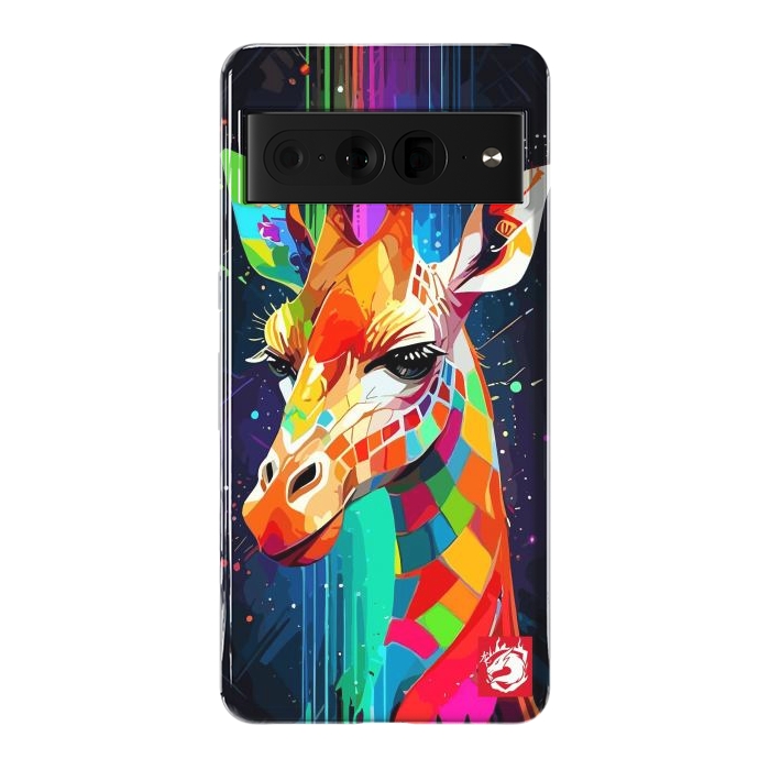 Pixel 7 Pro StrongFit Neon Multicolors Giraffe by LM2Kone