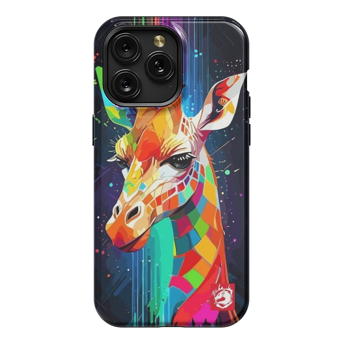 iPhone 15 Pro Max StrongFit Neon Multicolors Giraffe by LM2Kone