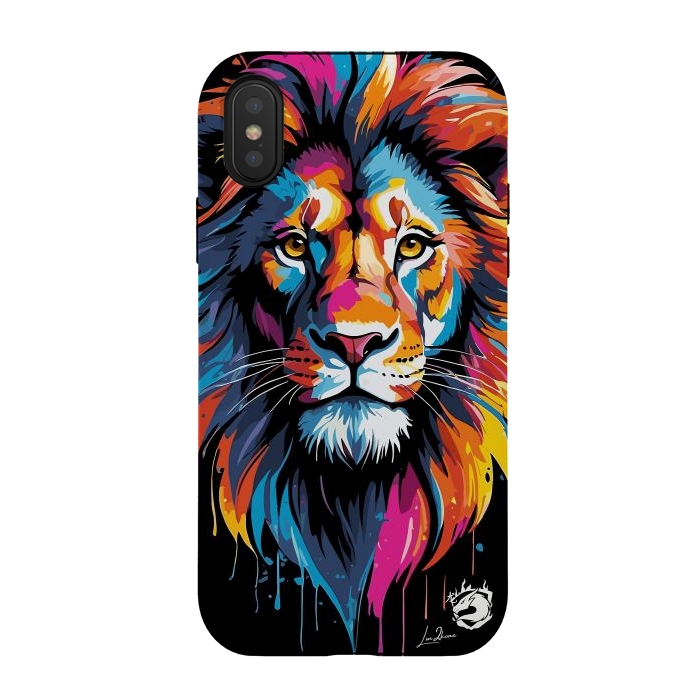 iPhone Xs / X StrongFit Geometric Colors Lion by LM2Kone