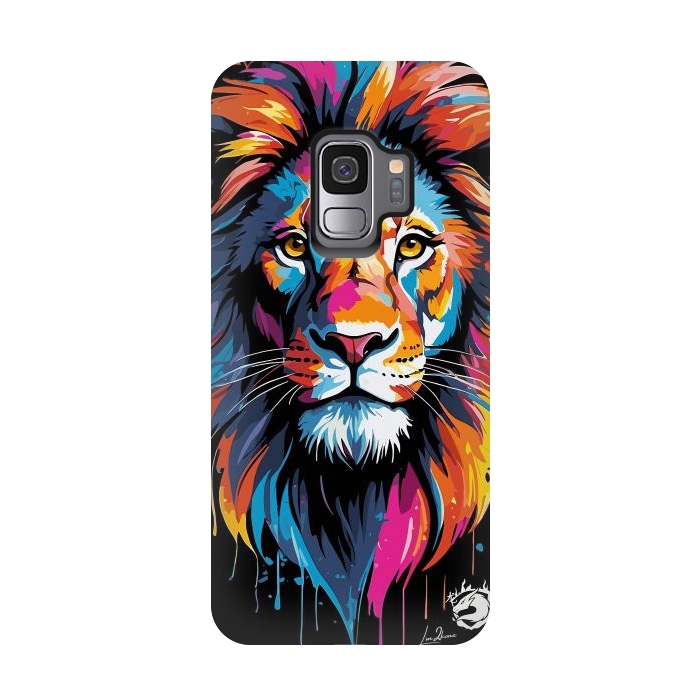 Galaxy S9 StrongFit Geometric Colors Lion by LM2Kone