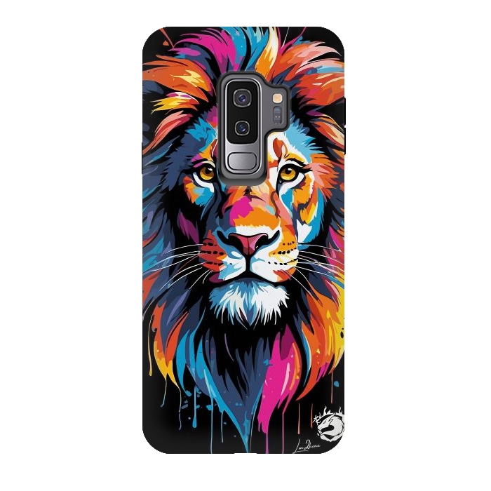 Galaxy S9 plus StrongFit Geometric Colors Lion by LM2Kone