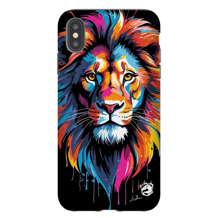 iPhone Xs Max StrongFit Geometric Colors Lion by LM2Kone