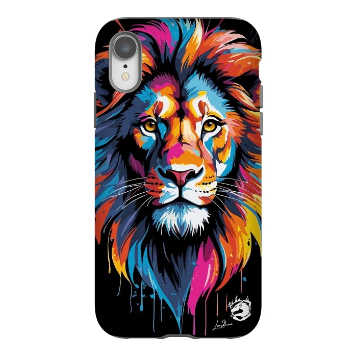 iPhone Xr StrongFit Geometric Colors Lion by LM2Kone