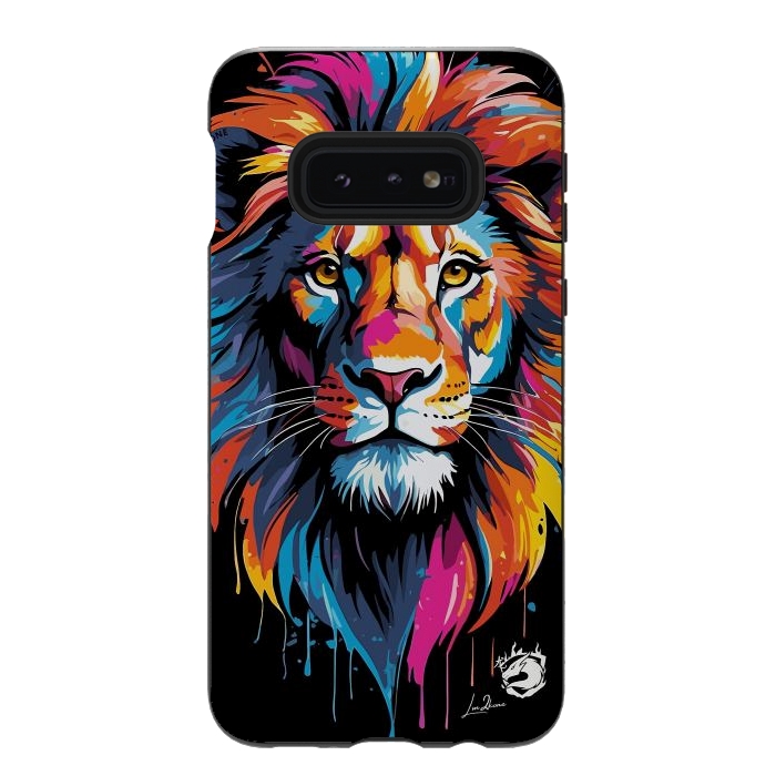 Galaxy S10e StrongFit Geometric Colors Lion by LM2Kone