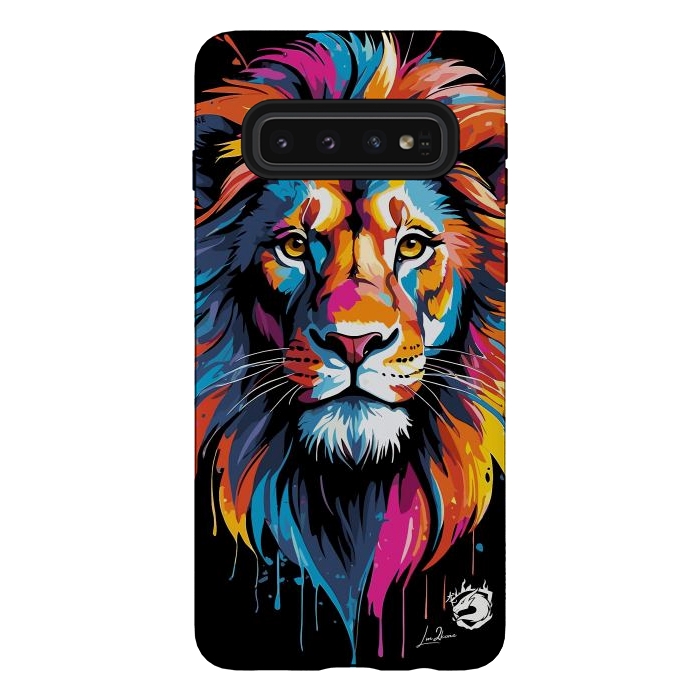 Galaxy S10 StrongFit Geometric Colors Lion by LM2Kone