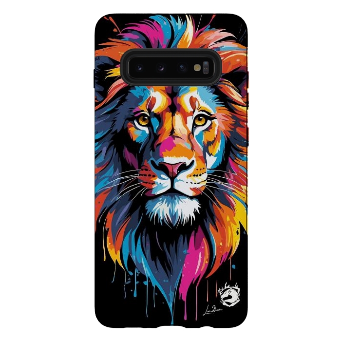 Galaxy S10 plus StrongFit Geometric Colors Lion by LM2Kone