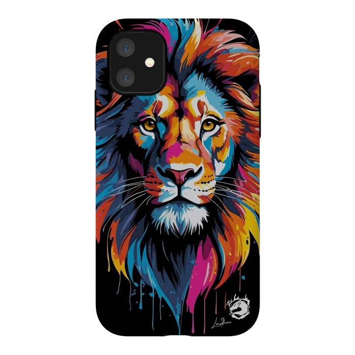 iPhone 11 StrongFit Geometric Colors Lion by LM2Kone