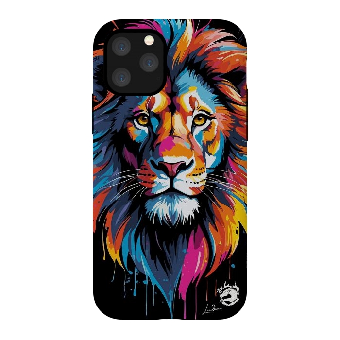 iPhone 11 Pro StrongFit Geometric Colors Lion by LM2Kone