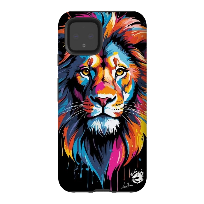 Pixel 4 StrongFit Geometric Colors Lion by LM2Kone