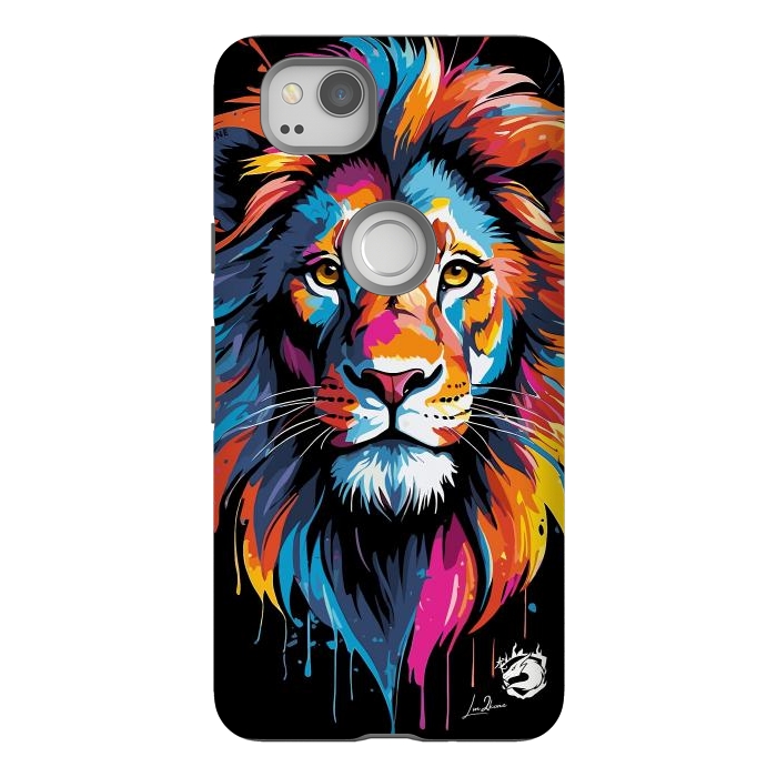 Pixel 2 StrongFit Geometric Colors Lion by LM2Kone