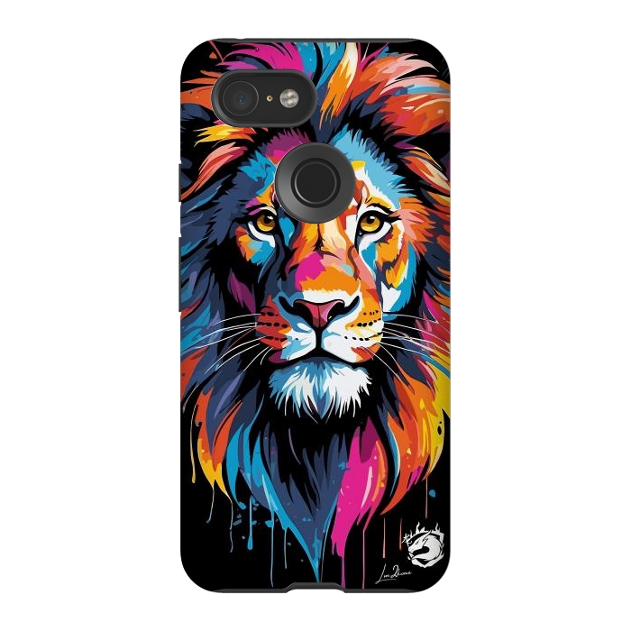 Pixel 3 StrongFit Geometric Colors Lion by LM2Kone