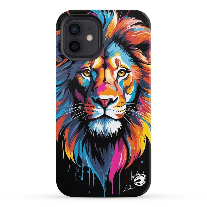 iPhone 12 StrongFit Geometric Colors Lion by LM2Kone