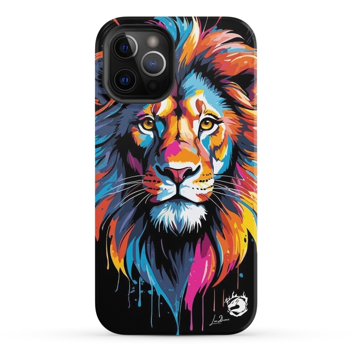 iPhone 12 Pro StrongFit Geometric Colors Lion by LM2Kone