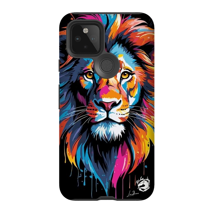 Pixel 5 StrongFit Geometric Colors Lion by LM2Kone