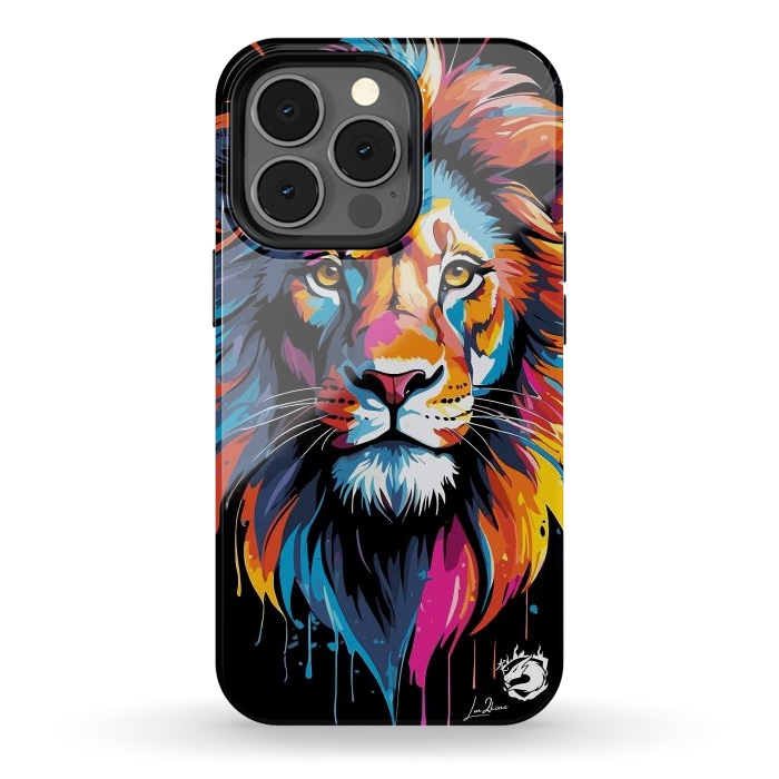 iPhone 13 pro StrongFit Geometric Colors Lion by LM2Kone