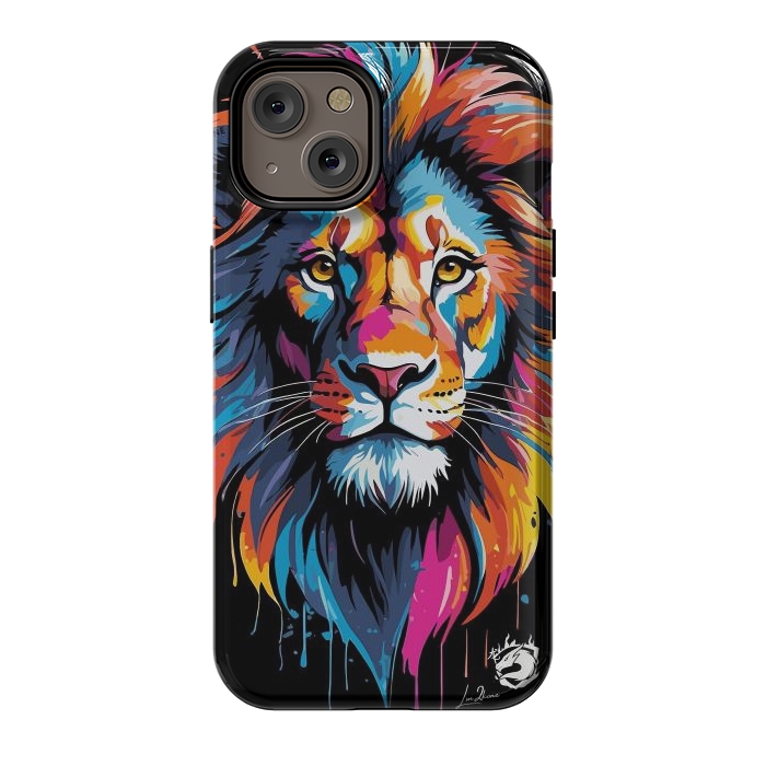 iPhone 14 StrongFit Geometric Colors Lion by LM2Kone