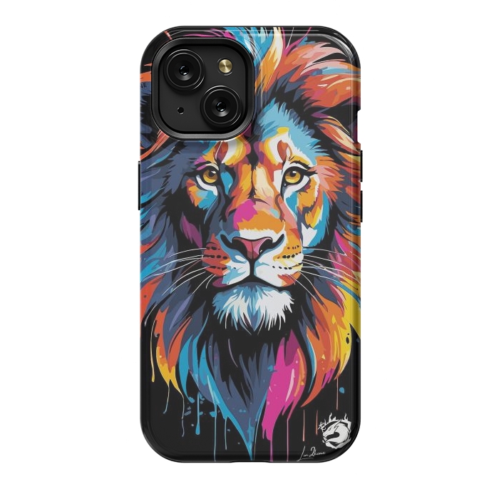 iPhone 15 StrongFit Geometric Colors Lion by LM2Kone