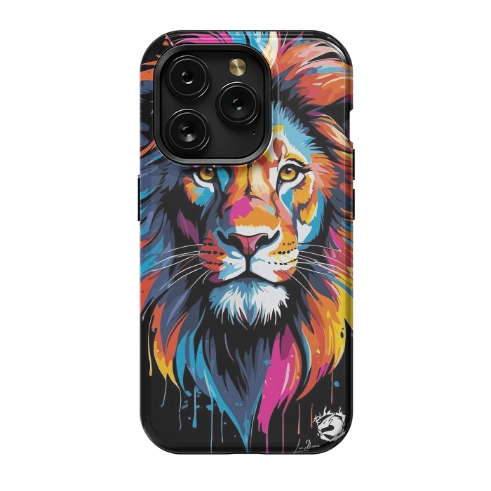 iPhone 15 Pro StrongFit Geometric Colors Lion by LM2Kone