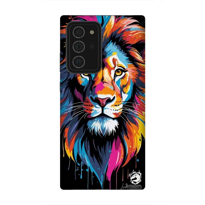 Galaxy Note 20 Ultra StrongFit Geometric Colors Lion by LM2Kone