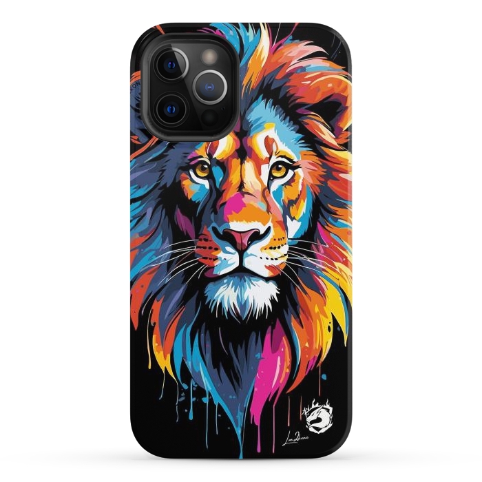 iPhone 12 Pro Max StrongFit Geometric Colors Lion by LM2Kone