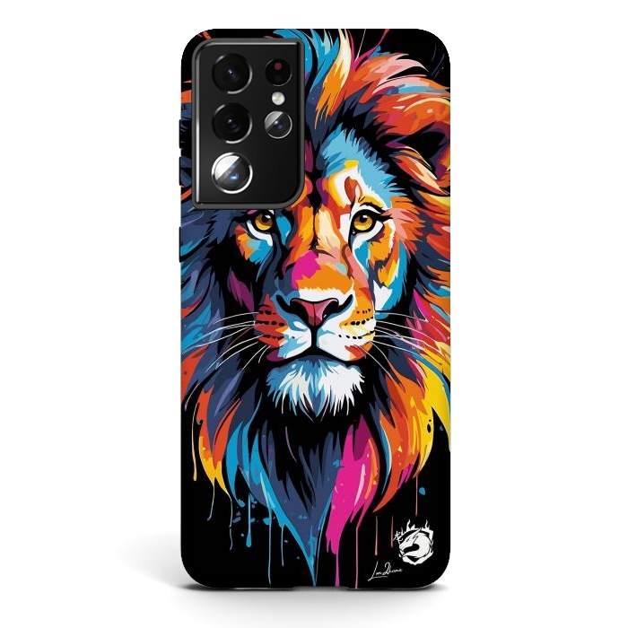 Galaxy S21 ultra StrongFit Geometric Colors Lion by LM2Kone