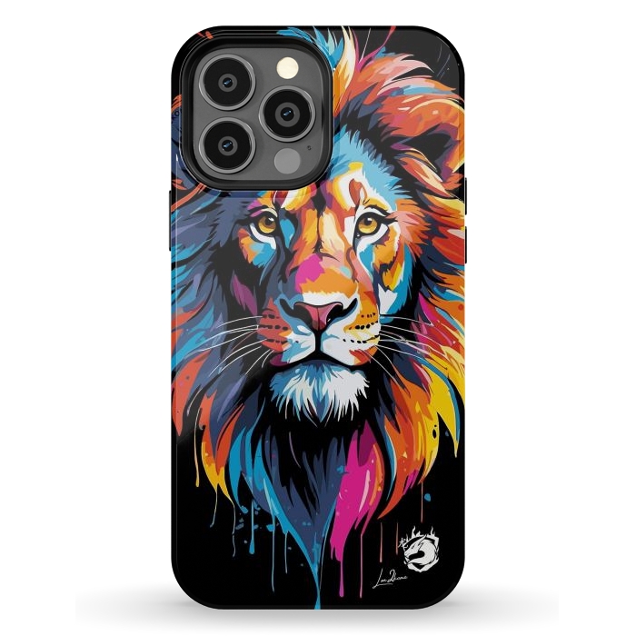 iPhone 13 Pro Max StrongFit Geometric Colors Lion by LM2Kone