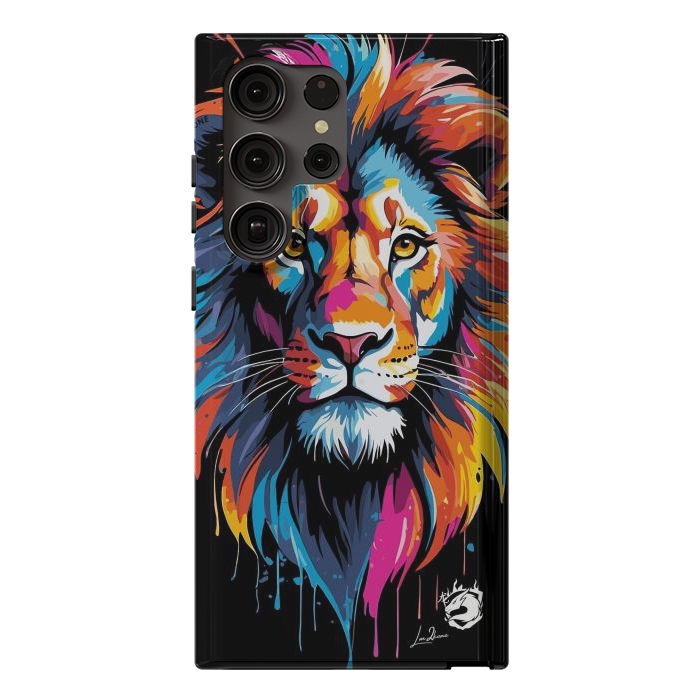 Galaxy S23 Ultra StrongFit Geometric Colors Lion by LM2Kone