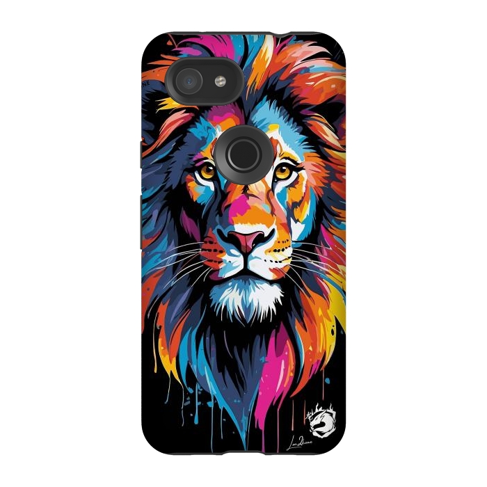 Pixel 3A StrongFit Geometric Colors Lion by LM2Kone