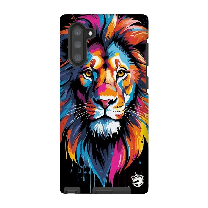 Galaxy Note 10 StrongFit Geometric Colors Lion by LM2Kone