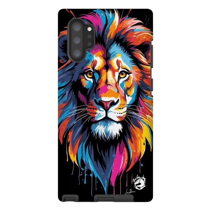 Galaxy Note 10 plus StrongFit Geometric Colors Lion by LM2Kone