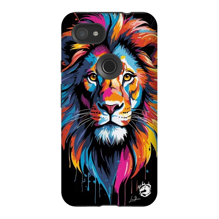 Pixel 3AXL StrongFit Geometric Colors Lion by LM2Kone