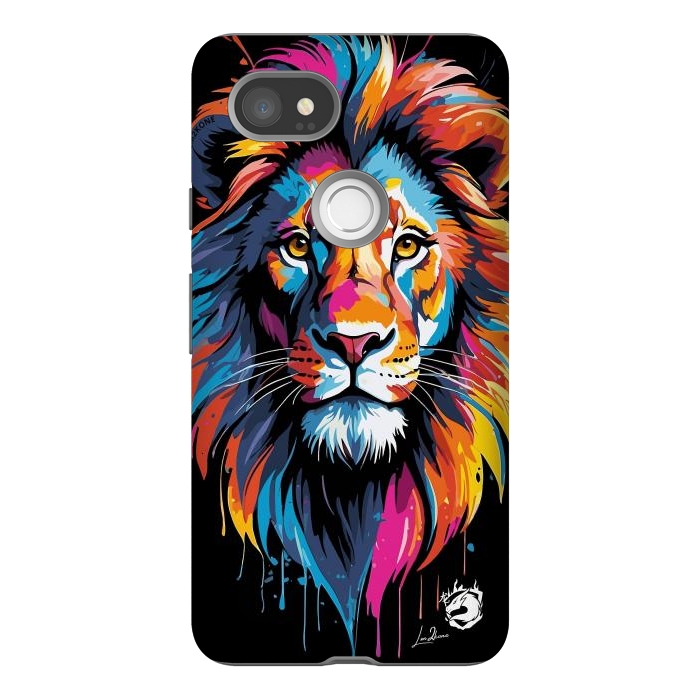 Pixel 2XL StrongFit Geometric Colors Lion by LM2Kone