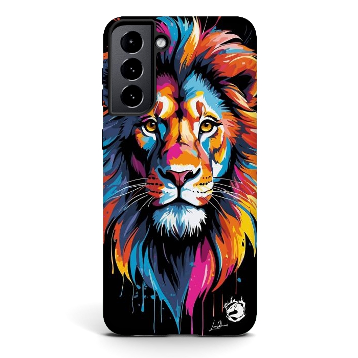 Galaxy S21 StrongFit Geometric Colors Lion by LM2Kone