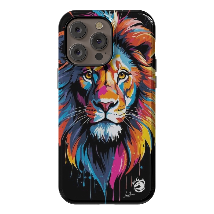 iPhone 14 Pro max StrongFit Geometric Colors Lion by LM2Kone