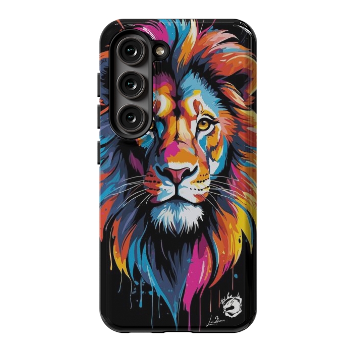 Galaxy S23 StrongFit Geometric Colors Lion by LM2Kone