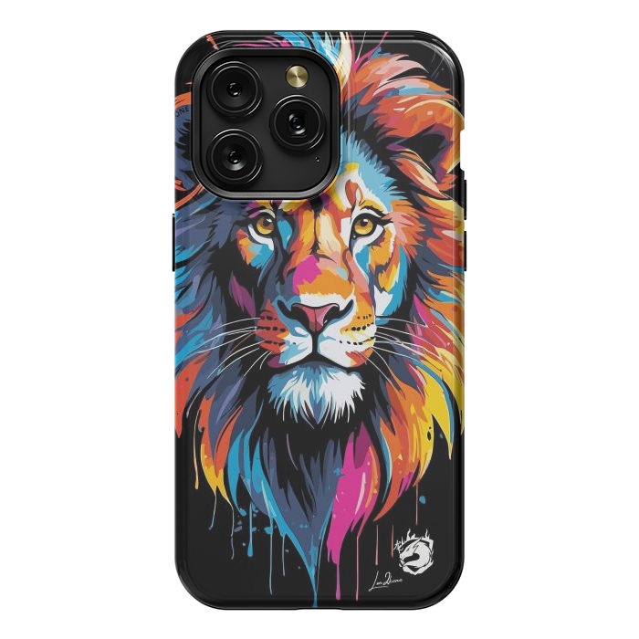 iPhone 15 Pro Max StrongFit Geometric Colors Lion by LM2Kone