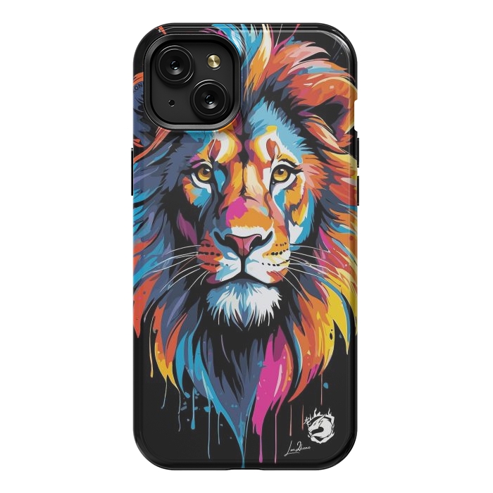 iPhone 15 Plus StrongFit Geometric Colors Lion by LM2Kone