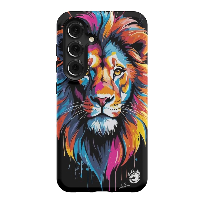 Galaxy S24 StrongFit Geometric Colors Lion by LM2Kone