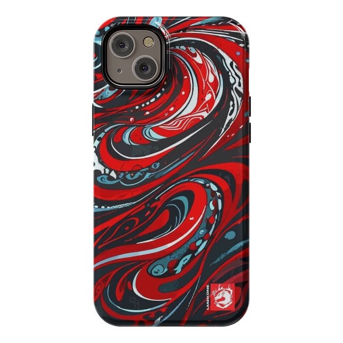 iPhone 14 Plus StrongFit Red Wave Pattern by LM2Kone