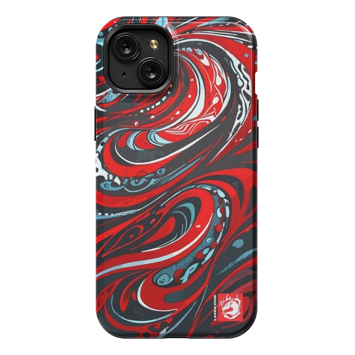 iPhone 15 Plus StrongFit Red Wave Pattern by LM2Kone