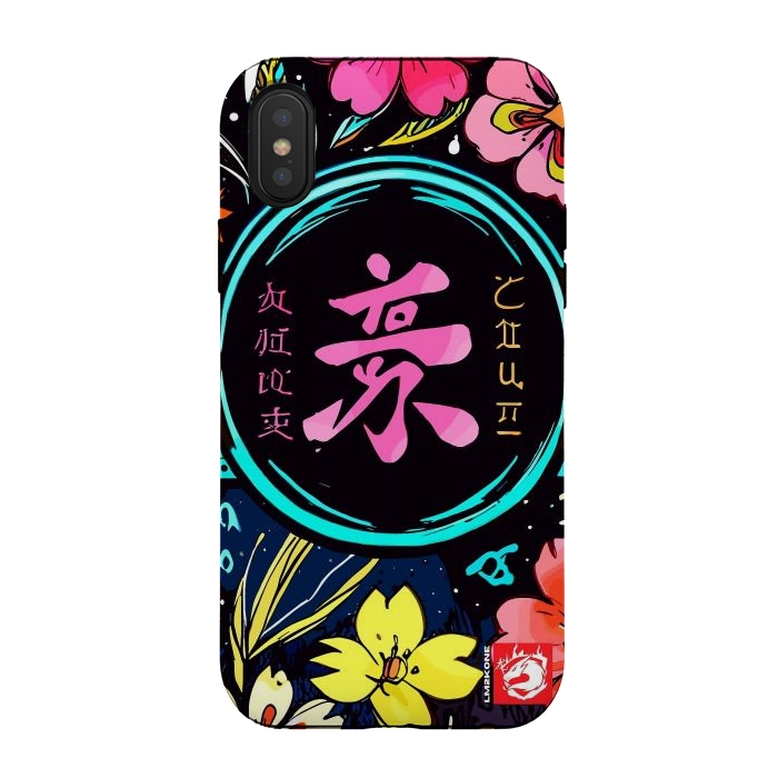 iPhone Xs / X StrongFit Pink Kanji Flowers Japan  by LM2Kone