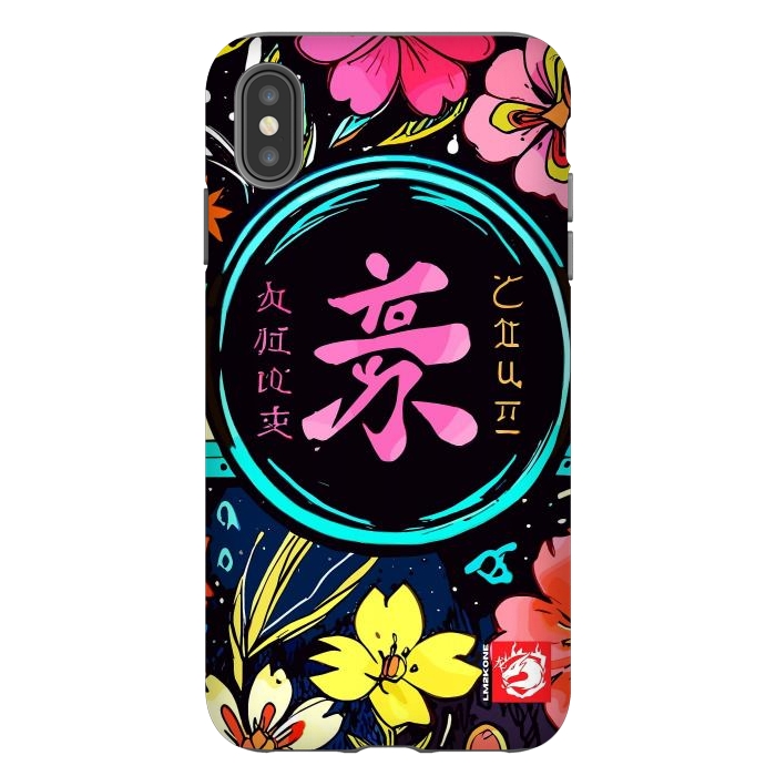 iPhone Xs Max StrongFit Pink Kanji Flowers Japan  by LM2Kone