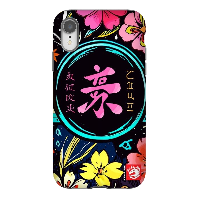 iPhone Xr StrongFit Pink Kanji Flowers Japan  by LM2Kone