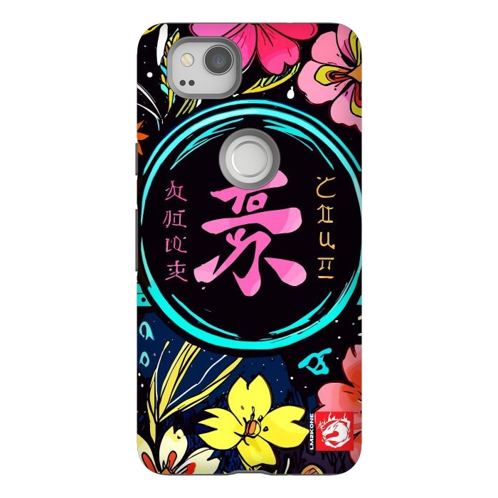 Pixel 2 StrongFit Pink Kanji Flowers Japan  by LM2Kone