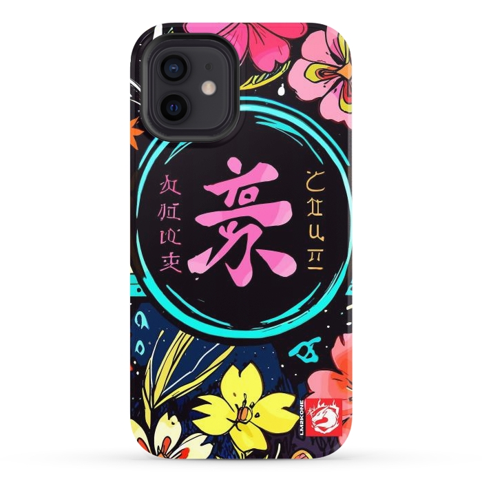 iPhone 12 StrongFit Pink Kanji Flowers Japan  by LM2Kone